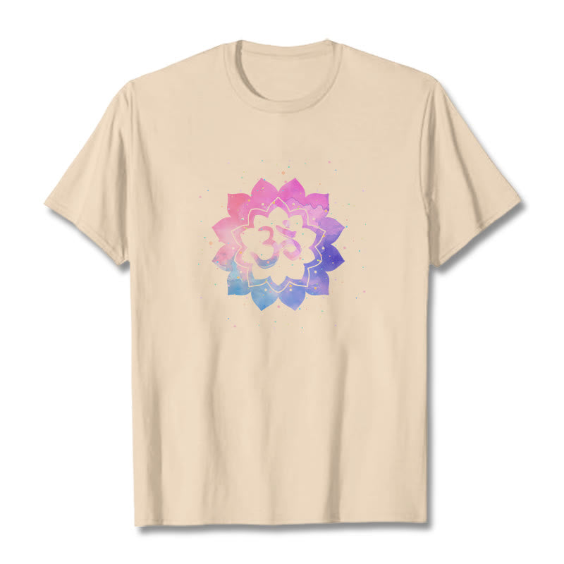 Buddha Stones Om Colorful Lotus Cotton Tee T-shirt - Bisque - 2XL - image 14