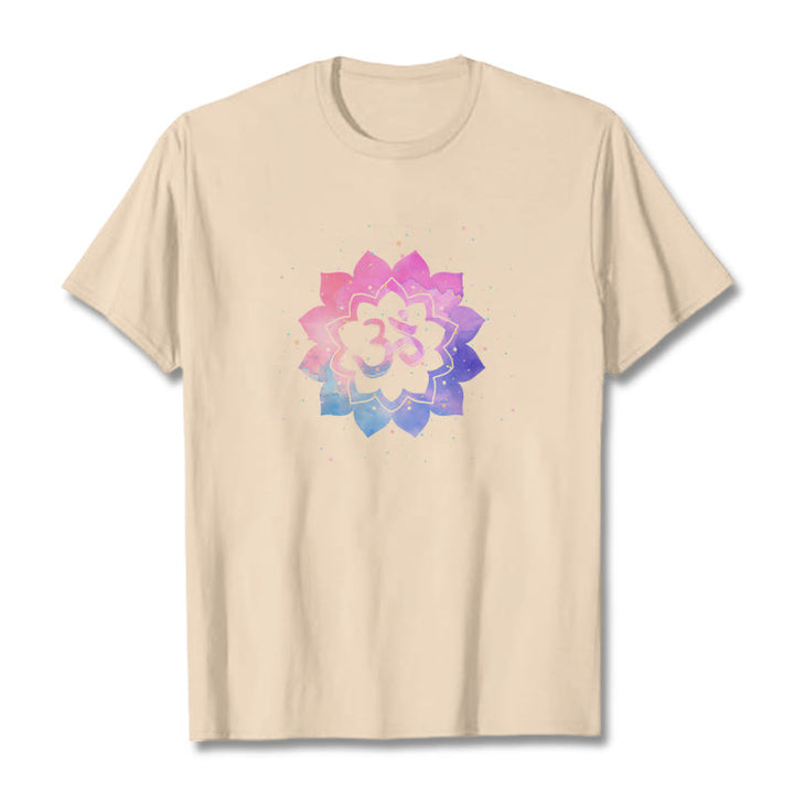 Buddha Stones Om Colorful Lotus Cotton Tee T-shirt - Bisque - 2XL - image 14