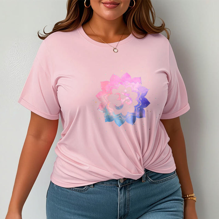 Buddha Stones Om Colorful Lotus Cotton Tee T-shirt - image 13