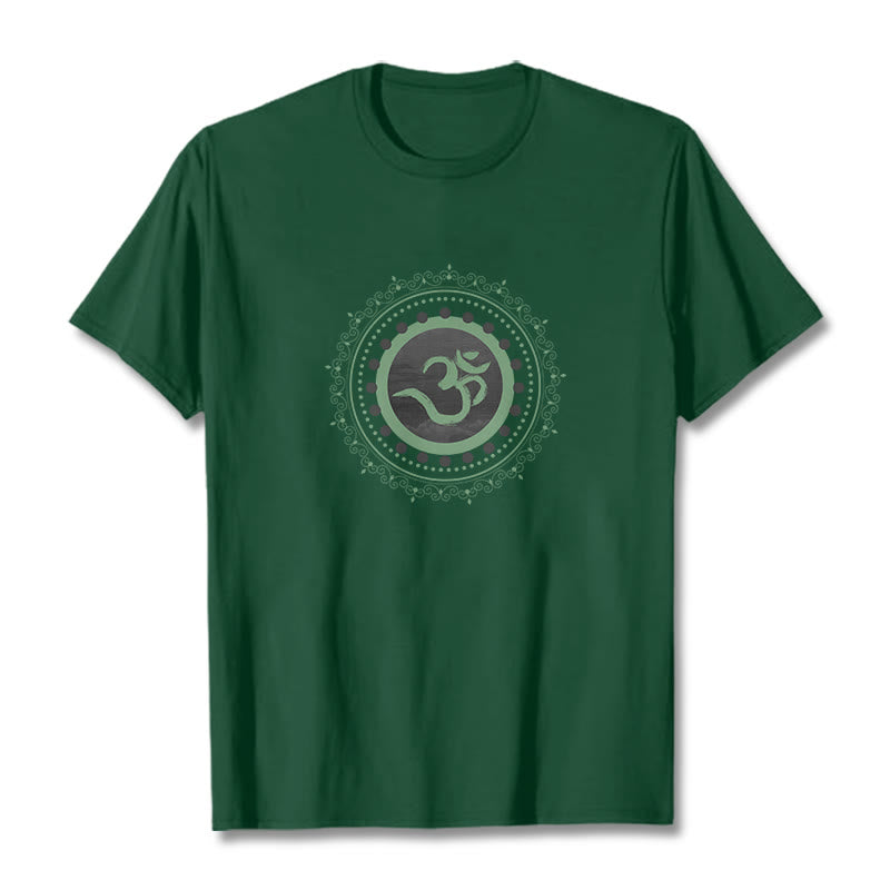 Buddha Stones Om Mandala Pattern Cotton Tee T-shirt - ForestGreen - 2XL - image 17