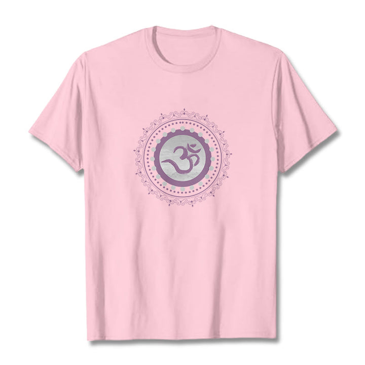 Buddha Stones Om Mandala Pattern Cotton Tee T-shirt - LightPink - 2XL - image 12
