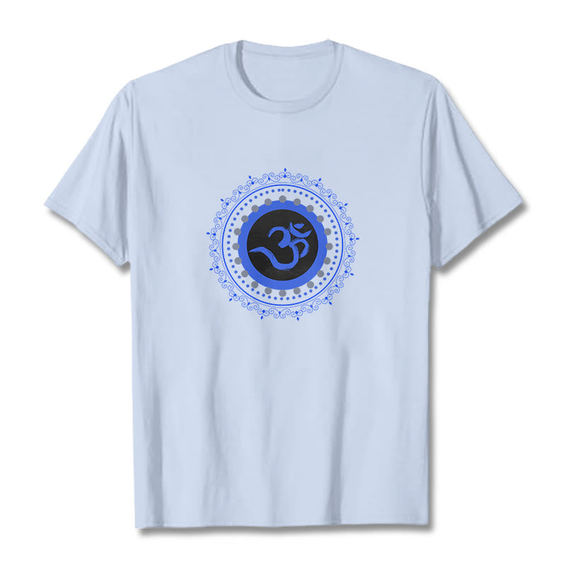 Buddha Stones Om Mandala Pattern Cotton Tee T-shirt - LightCyan - 2XL - image 11