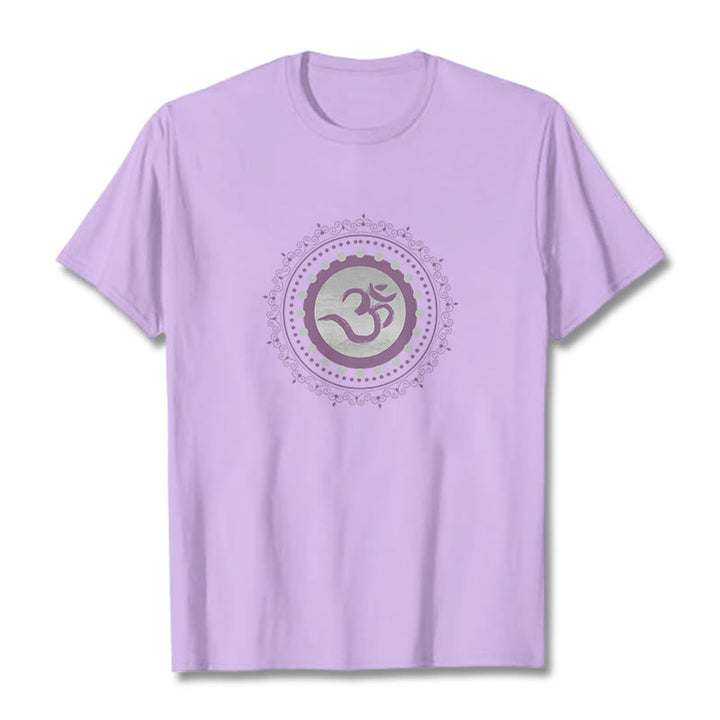 Buddha Stones Om Mandala Pattern Cotton Tee T-shirt - Plum - 2XL - image 9