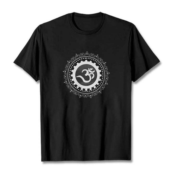 Buddha Stones Om Mandala Pattern Cotton Tee T-shirt - Black - 2XL - image 5