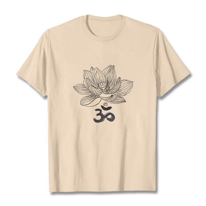 Buddha Stones Om Lotus Sketch Cotton Tee T-shirt - Bisque - 2XL - image 12