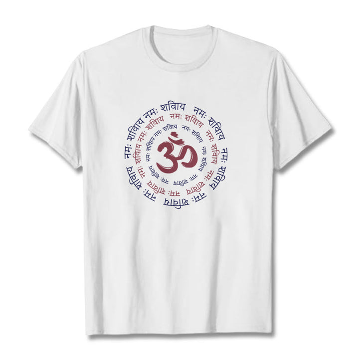 Buddha Stones OM Mantra Character Sanskrit Cotton Tee T-shirt