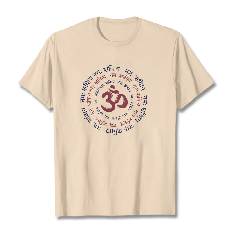 Buddha Stones OM Mantra Character Sanskrit Cotton Tee T-shirt - Bisque - 2XL - image 6