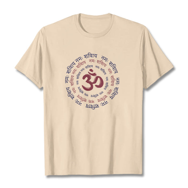 Buddha Stones OM Mantra Character Sanskrit Cotton Tee T-shirt - Bisque - 2XL - image 6