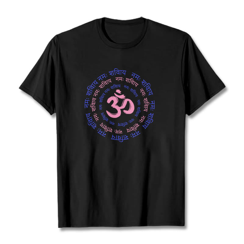 Buddha Stones OM Mantra Character Sanskrit Cotton Tee T-shirt - Black - 2XL - image 13