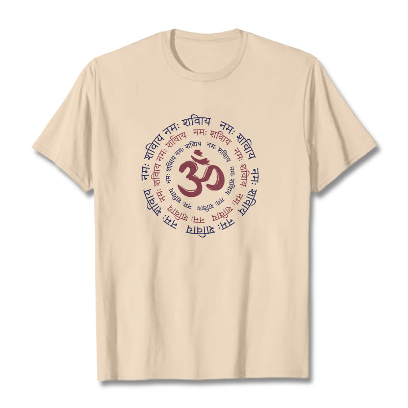 Buddha Stones OM Mantra Character Sanskrit Cotton Tee T-shirt