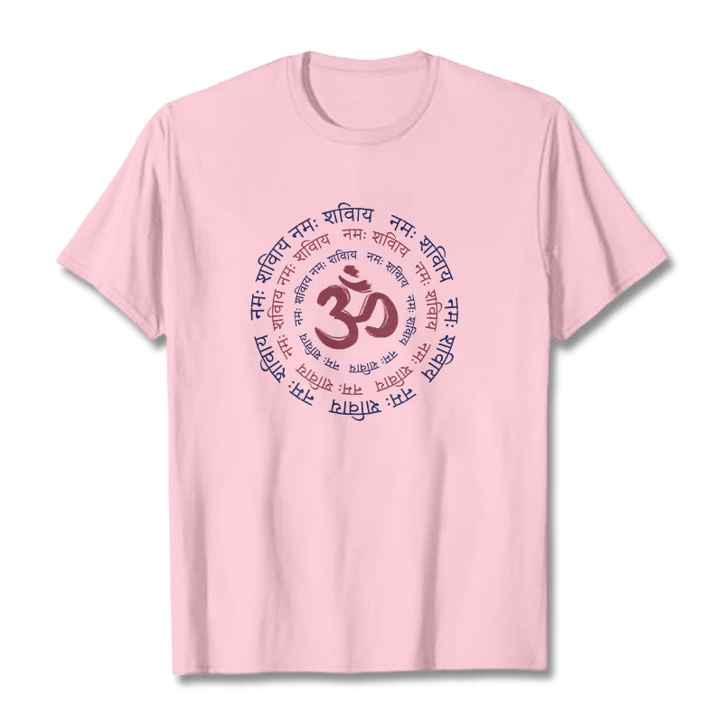 Buddha Stones OM Mantra Character Sanskrit Cotton Tee T-shirt - LightPink - 2XL - image 10