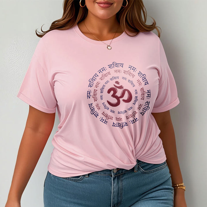 Buddha Stones OM Mantra Character Sanskrit Cotton Tee T-shirt