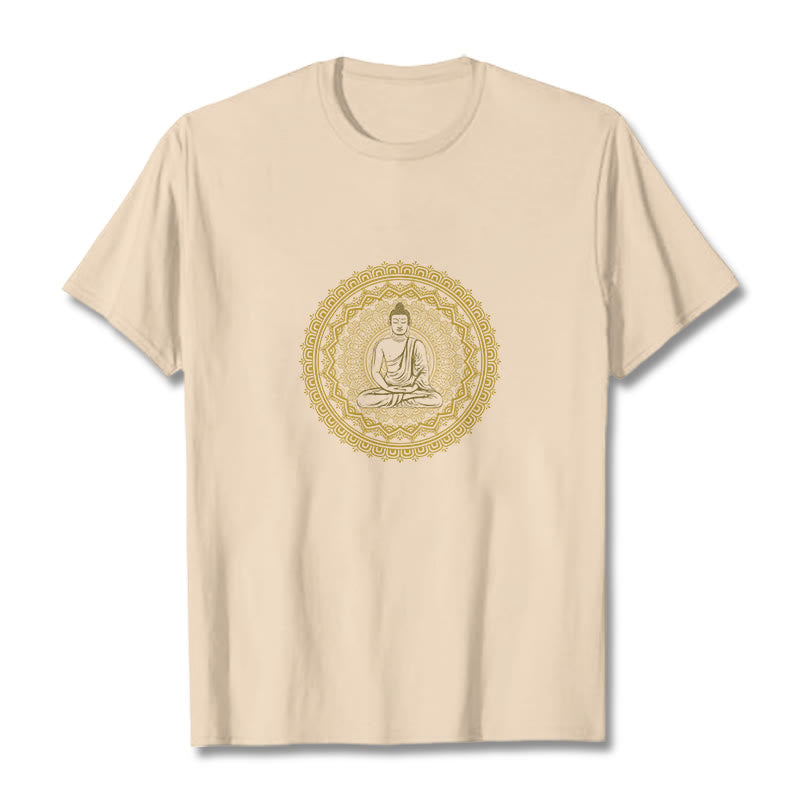 Buddha Stones Mandala Buddha Cotton Tee T-shirt - Bisque - 2XL - image 1