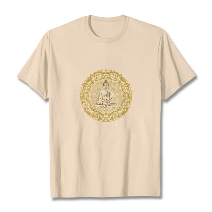 Buddha Stones Mandala Buddha Cotton Tee T-shirt - Bisque - 2XL - image 1
