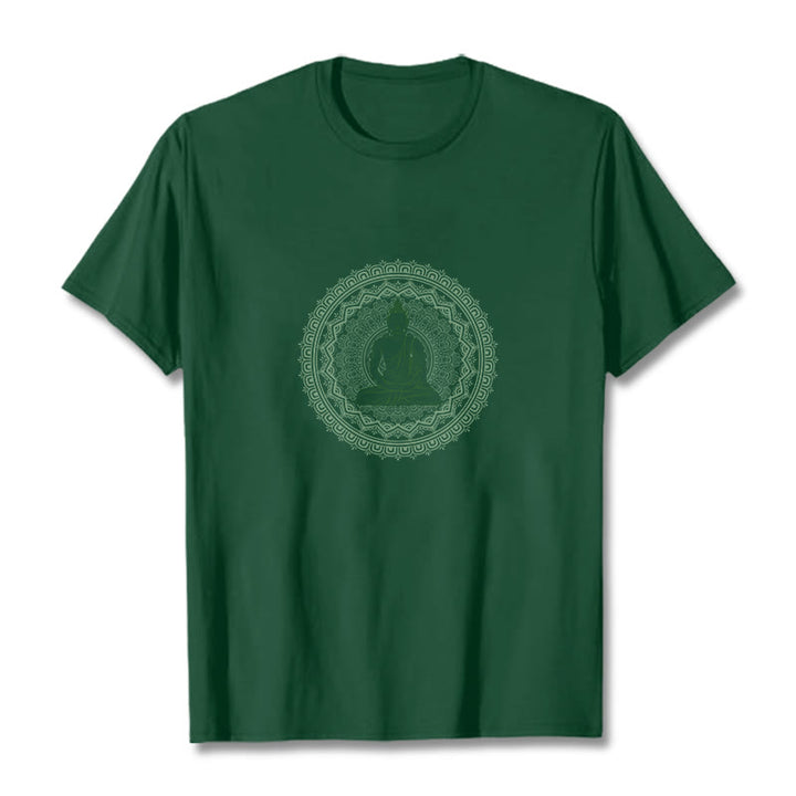 Buddha Stones Mandala Buddha Cotton Tee T-shirt - ForestGreen - 2XL - image 6