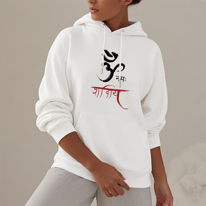 Buddha Stones OM NAMAH SHIVAYA Mantra Sanskrit Fleece Lined Polyester Hoodie