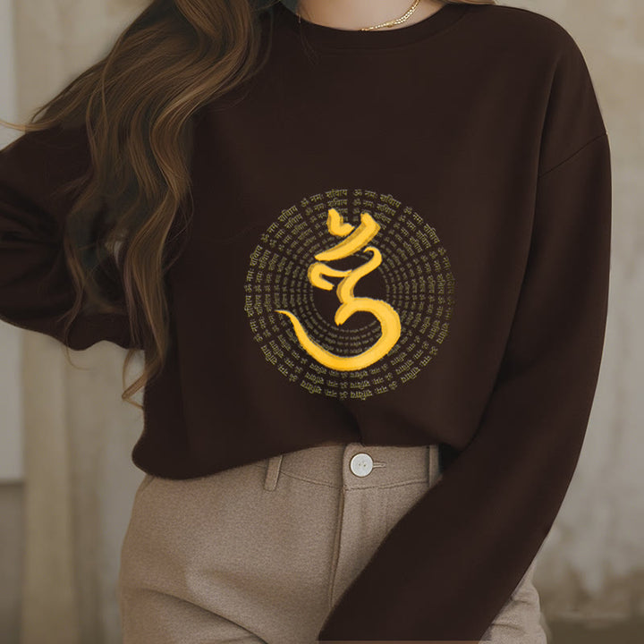 Buddha Stones 108 OM NAMAH SHIVAYA Mantra Sanskrit Fleece Lined Polyester Sweatshirt