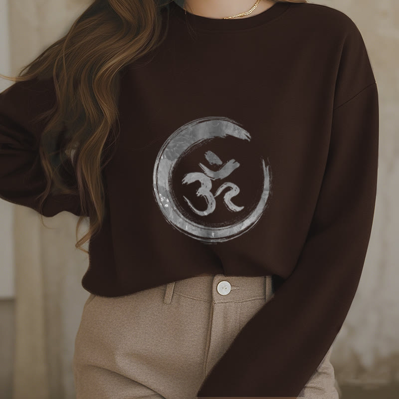 Buddha Stones OM Mantra Sanskrit Fleece Lined Polyester Sweatshirt