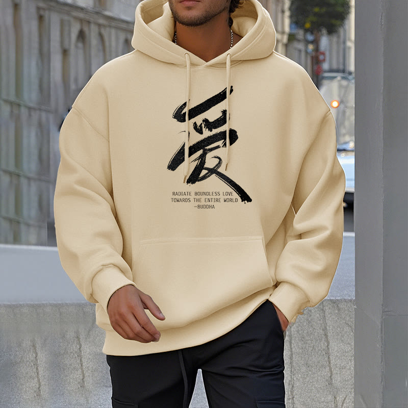 Buddha Stones Ai Radiate Boundless Love Towards The Entire World Fleece Lined Polyester Hoodie