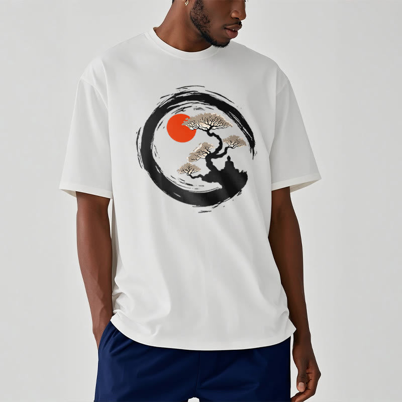 Buddha Stones Red Sun Pine Zen Circle Meditation Buddha Tee T-shirt - image 8