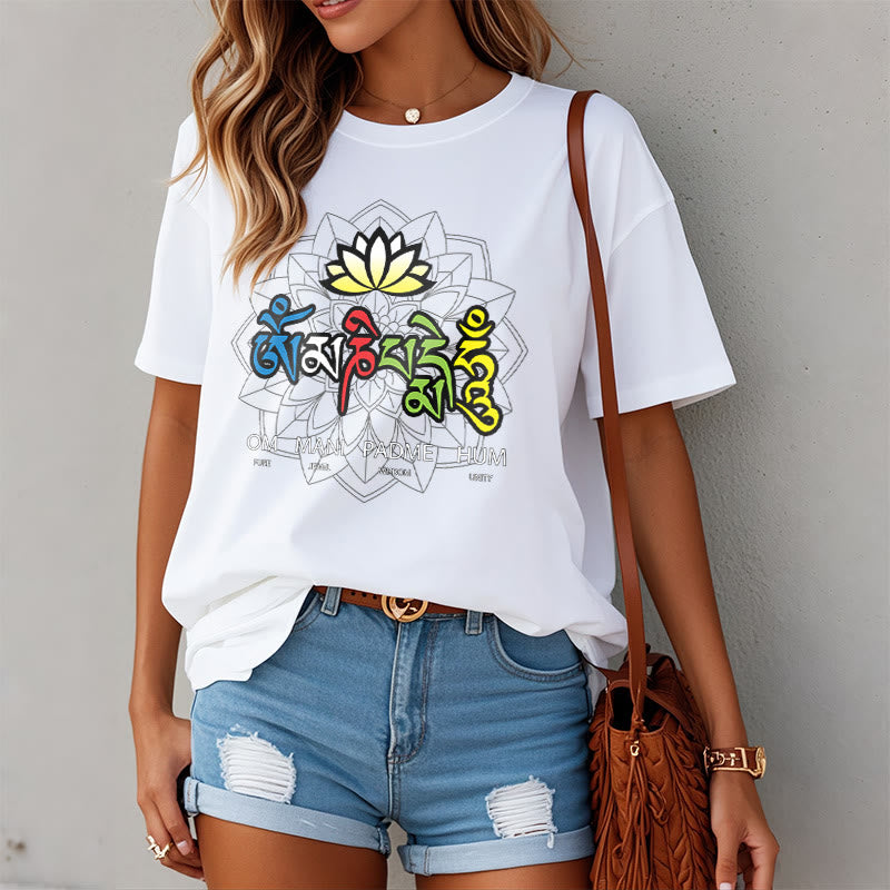 Buddha Stones Om Mani Padme Hum Lotus Tee T-shirt - image 9