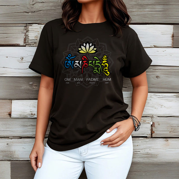 Buddha Stones Om Mani Padme Hum Lotus Tee T-shirt - image 1