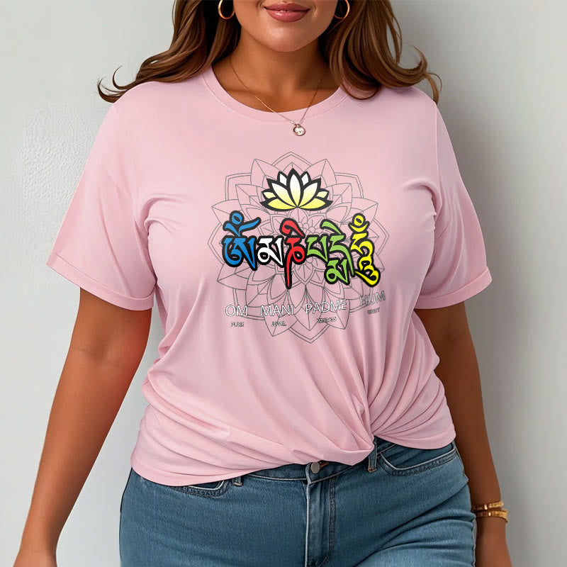 Buddha Stones Om Mani Padme Hum Lotus Tee T-shirt