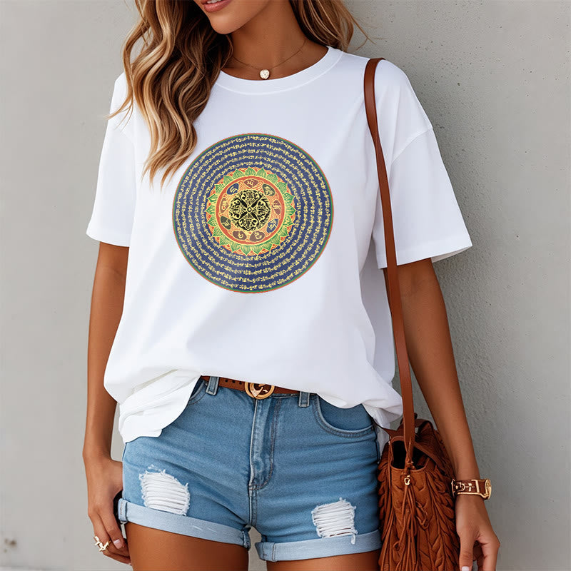 Buddha Stones 108 Om Mani Padme Hum Mantra Sanskrit Tee T-shirt - image 4
