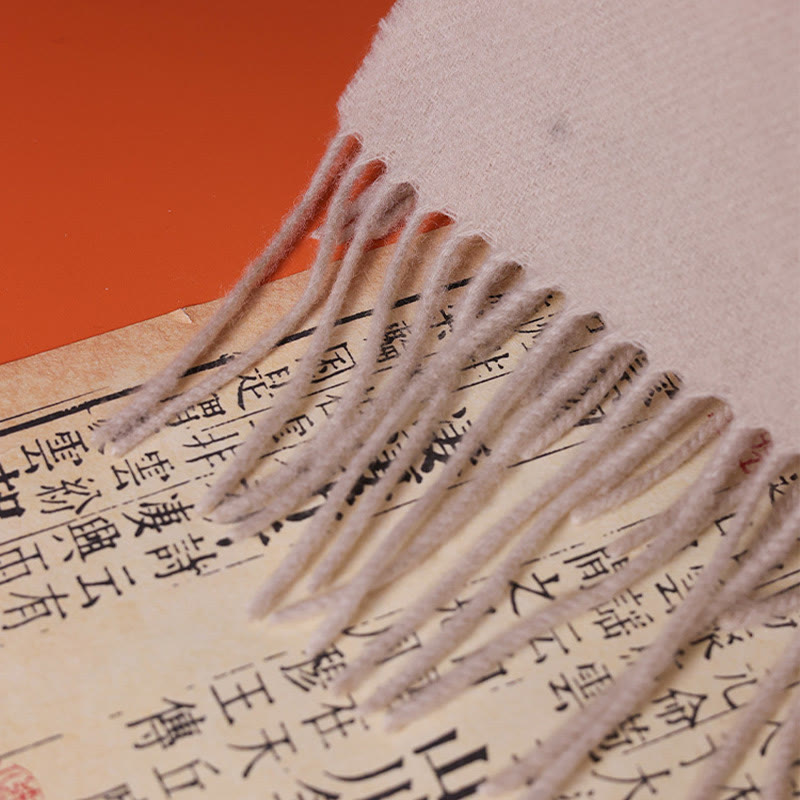 Buddha Stones Wool Shawl Yulan Magnolia Embroidery Tassel Winter Cozy Travel Scarf Wrap - image 5