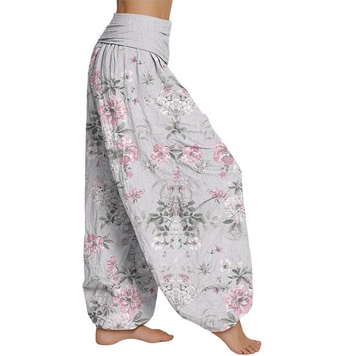 Buddha Stones Retro Flowers Women's Elastic Waist Harem Pants