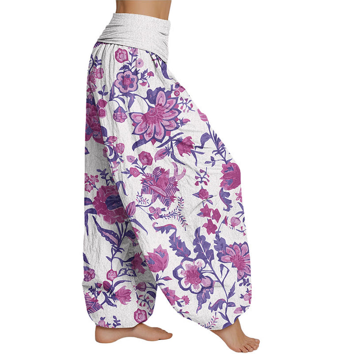 Buddha Stones Sunflower Pattern Women's Elastic Waist Harem Pants