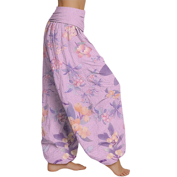 Buddha Stones Casual Loquat Pattern Women's Elastic Waist Harem Pants