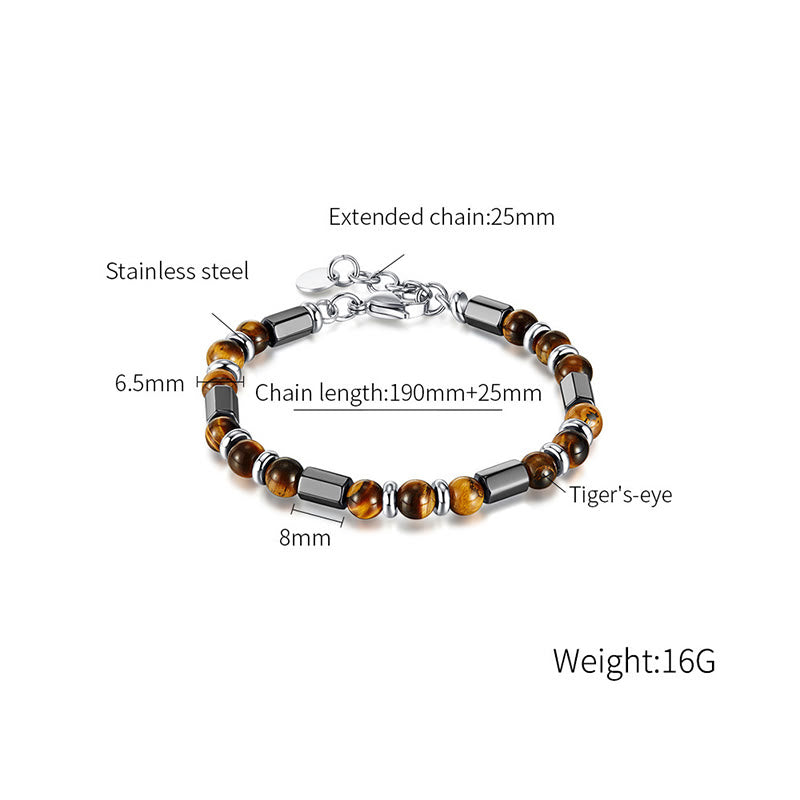 Buddha Stones Tiger Eye Hematite Strength Buckle Chain Bracelet