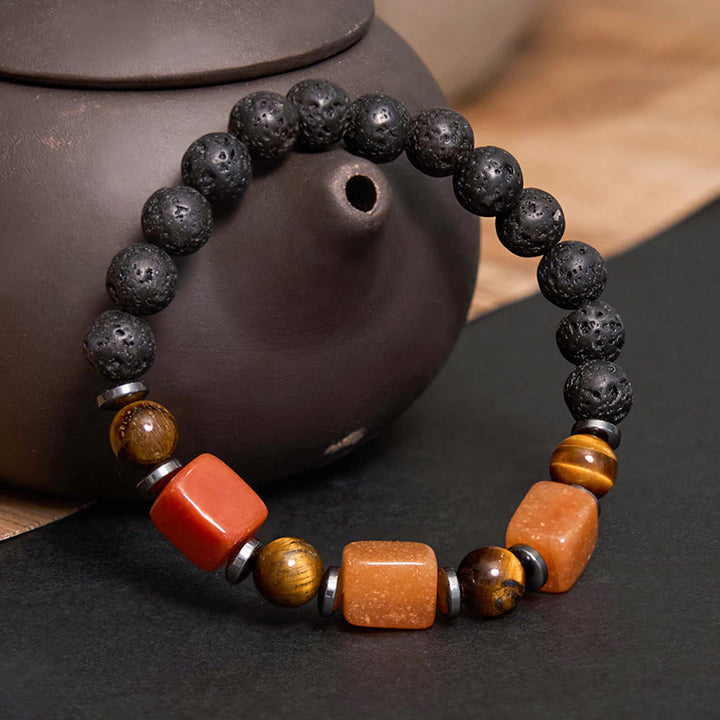 Buddha Stones Various Crystals Lava Rock Calm Bracelet