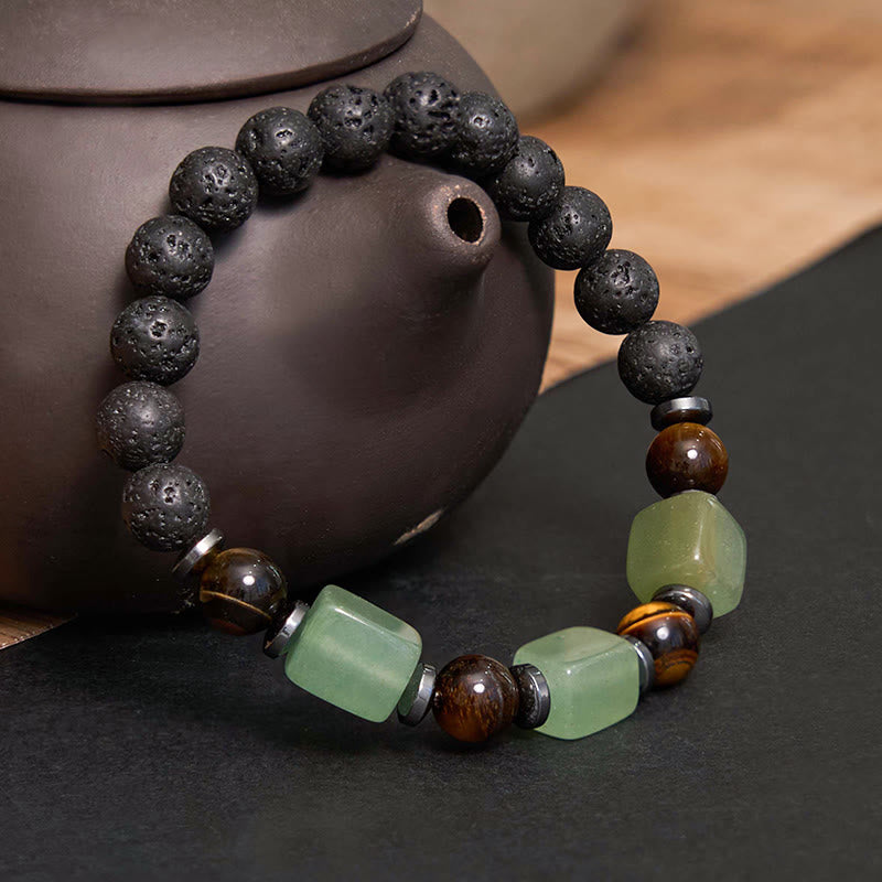 Buddha Stones Various Crystals Lava Rock Calm Bracelet