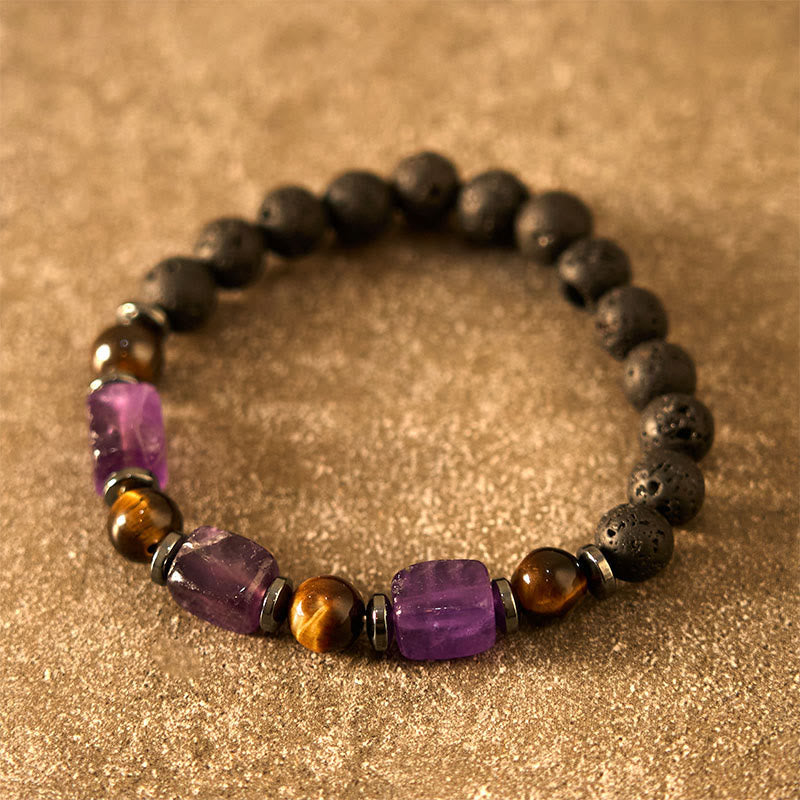 Buddha Stones Various Crystals Lava Rock Calm Bracelet