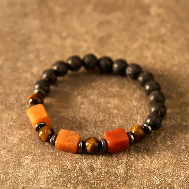 Buddha Stones Various Crystals Lava Rock Calm Bracelet