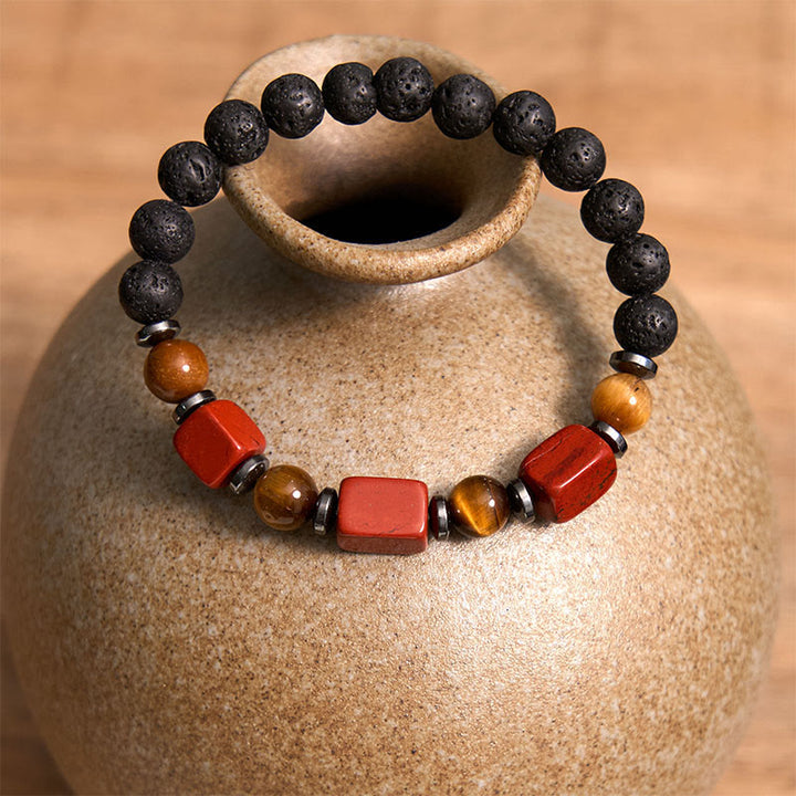 Buddha Stones Various Crystals Lava Rock Calm Bracelet