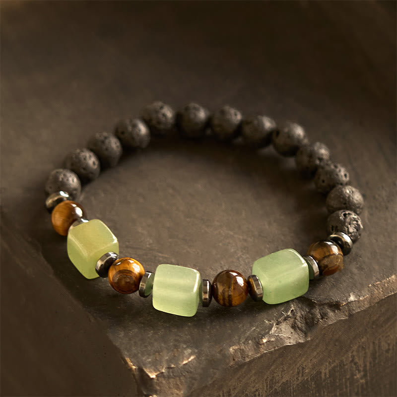 Buddha Stones Various Crystals Lava Rock Calm Bracelet