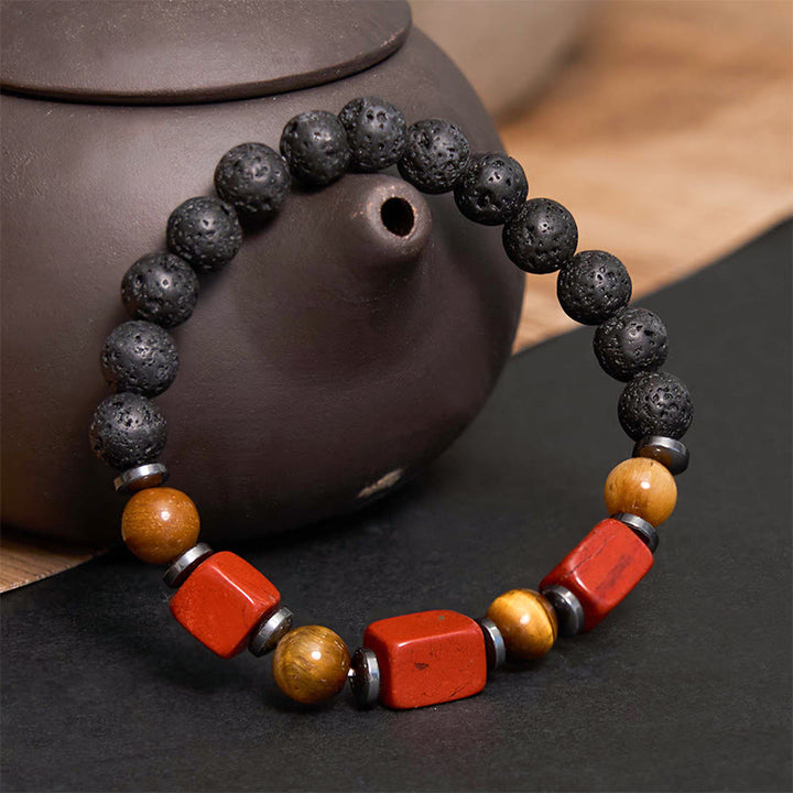 Buddha Stones Various Crystals Lava Rock Calm Bracelet