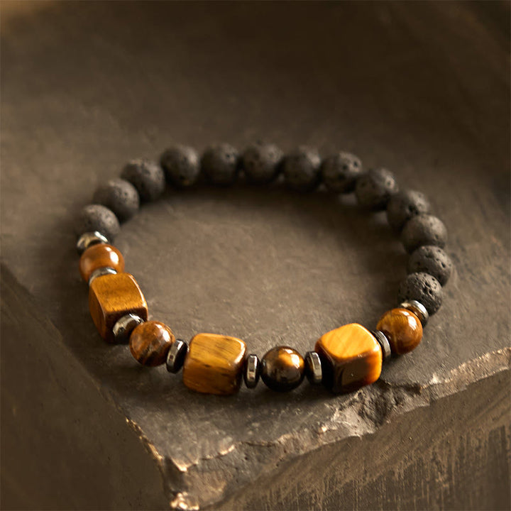 Buddha Stones Various Crystals Lava Rock Calm Bracelet