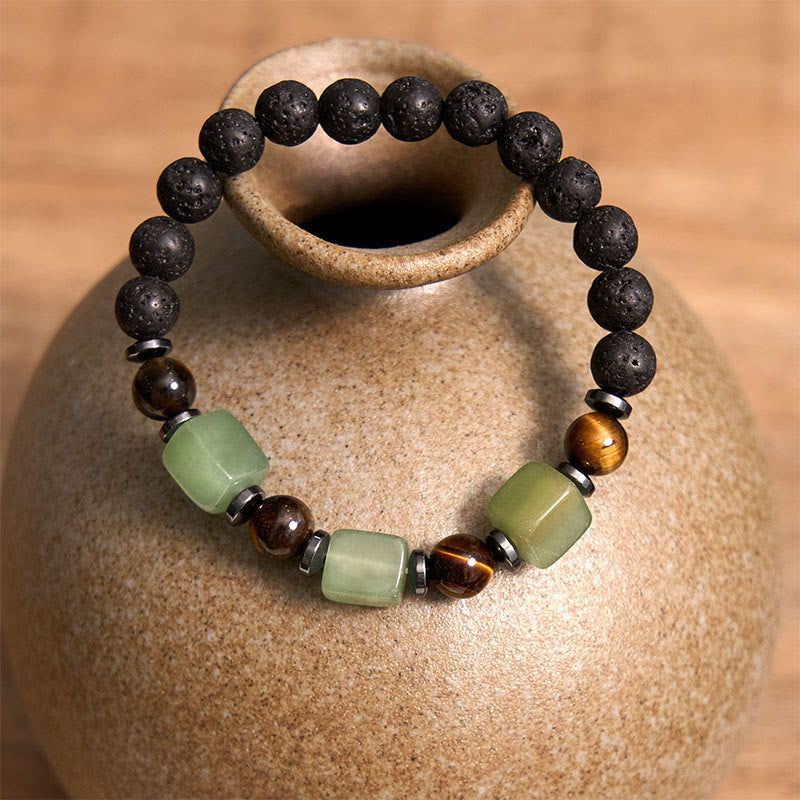 Buddha Stones Various Crystals Lava Rock Calm Bracelet