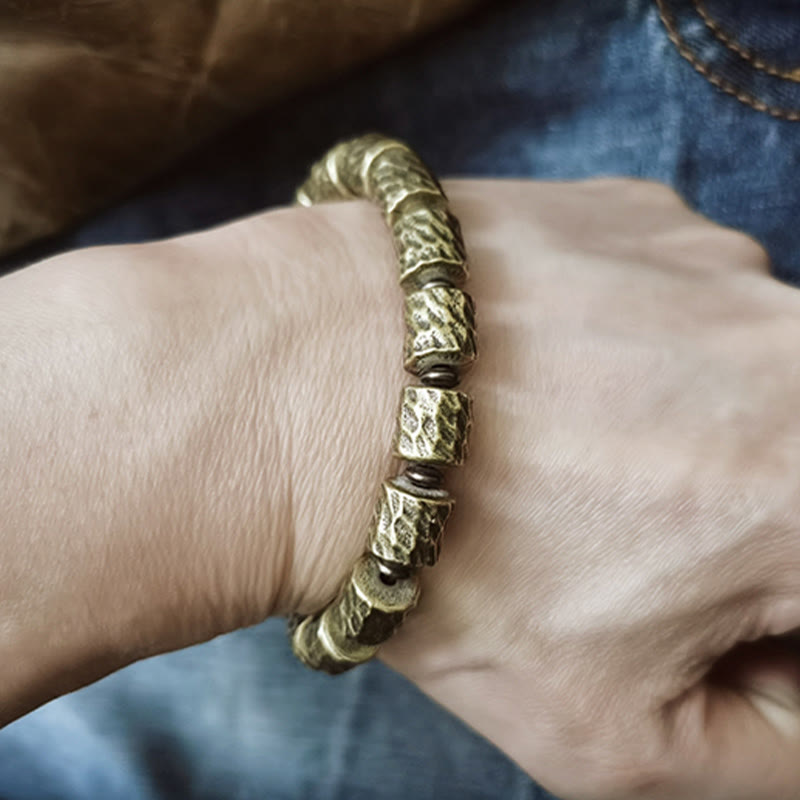 Buddha Stones Copper Meteorite Crater Pattern Luck Bracelet