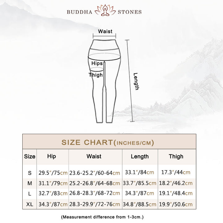 Buddha Stones Lines Weeds Sakura Flowers Black Tree Pants Sports Fitness Yoga Leggings Women's Yoga Pants - image 5