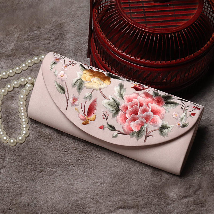 Buddha Stones Peony Tulip Su Embroidery Wedding Shopping Purse Handbag Crossbody Bag