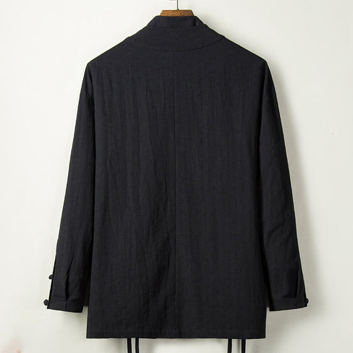 Buddha Stones Fall Chinese Hanfu Cotton Linen Men Jacket Clothing - image 6