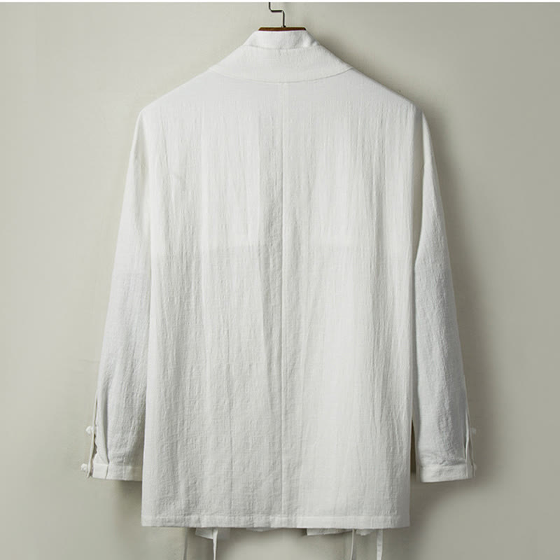 Buddha Stones Fall Chinese Hanfu Cotton Linen Men Jacket Clothing - image 3