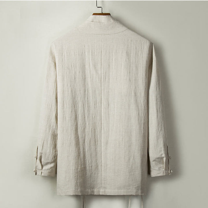 Buddha Stones Fall Chinese Hanfu Cotton Linen Men Jacket Clothing - image 8