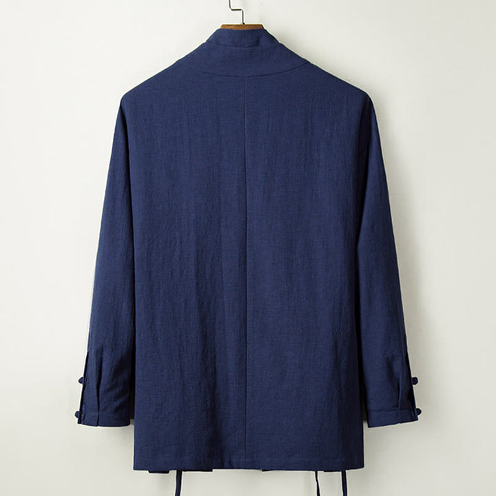 Buddha Stones Fall Chinese Hanfu Cotton Linen Men Jacket Clothing - image 1