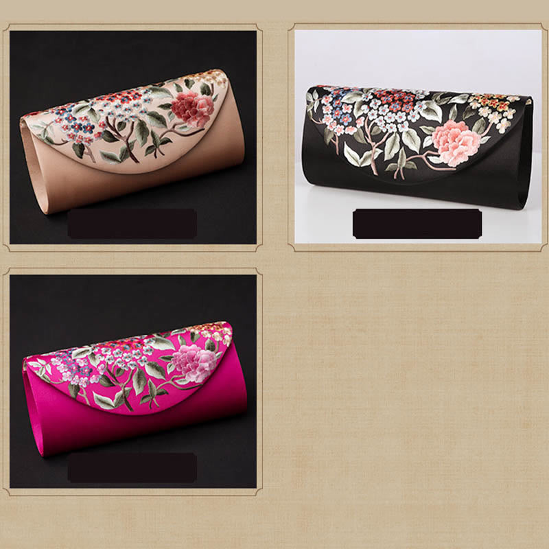 Buddha Stones Hydrangea Su Embroidery Wedding Shopping Wallet Purse Handbag Crossbody Bag